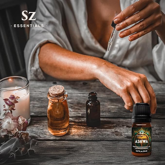 Ashwagandha Essential Oil, 100% Pure and Natural - Undiluted, Steam Distilled from Withania Somnifera - Woody & Earthy Scent with Nutty Overtones - Therapeutic Grade & Vegan - 0.17oz