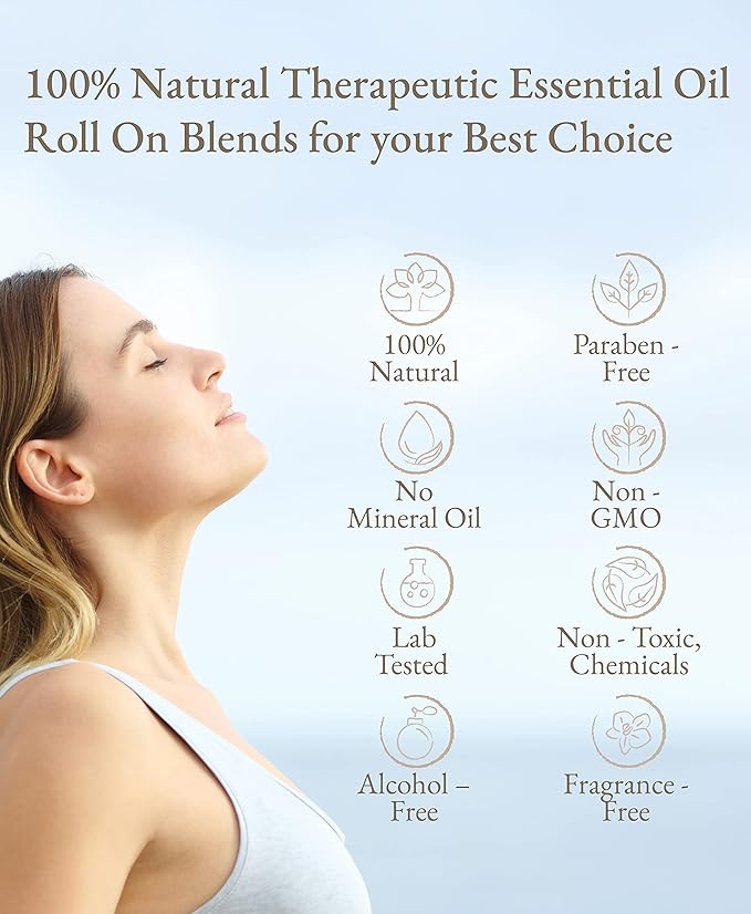 Essential Oil Roll On Blend, Orchid Oil Gift Set, Well-Being, Body Care, Massage, Relaxing, 6 Pack, 0.07oz (White-Small, Orchid)