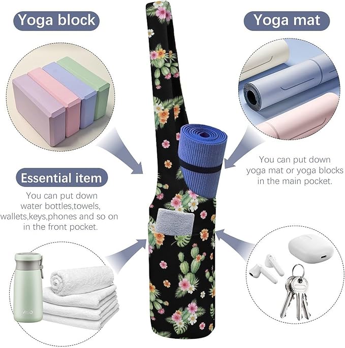 Meaudiwes Stylish Yoga Mat Bags Sports Yoga Totes Fits Most Size Mats Exercise Mat Carrier Storage Bag Yoga Gifts for Women