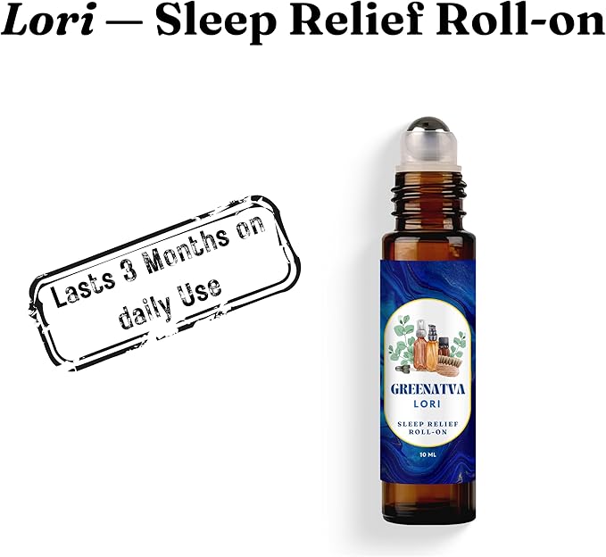 Lori by Greenatva - Natural Sleep Essential Oil Roll On - 10ml (.33 fl oz), Blend with Lavender, Eucalyptus, Chamomile 100% Pure Aromatherapy Oils, Easy to Use Roller Ball