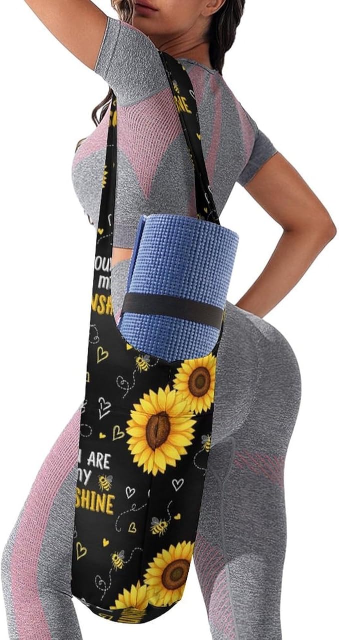 Aiyoolee Portable Yoga Mat Carrier Single Shoulder Bag with Pocket Spacious for Yoga Gym Fitness Travel