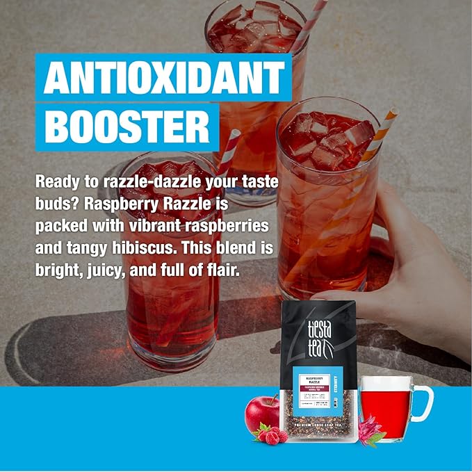 Tiesta Tea - Raspberry Razzle Tea, Loose Leaf, Raspberry Hibiscus Herbal Tea, Premium Caffeine-Free Tea Blend, Make Hot or Iced & Up to 200 Cups, 16 oz Resealable Bulk Pouch