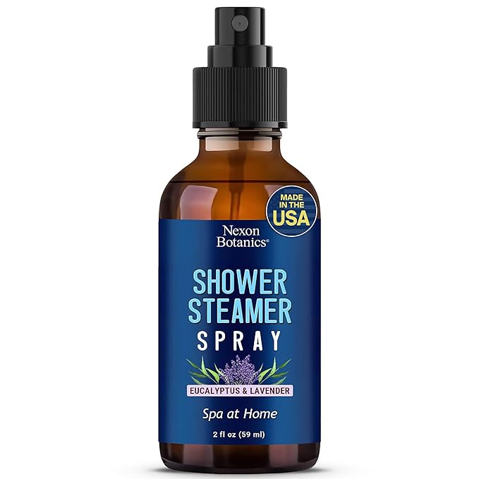 Eucalyptus & Lavender Shower Steamer Spray 2 fl oz - Aromatherapy Mist for Spa & Bathroom - Freshens Air, Enhances Mood, Instant Deodorizer - Nexon Botanics