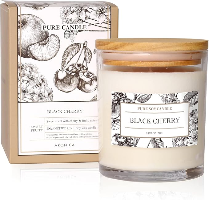 Aronica Black Cherry Merlot Soy Candles with Messages, Fall Candles Bestfriend Gift, Energizing Fruity Scent for Home