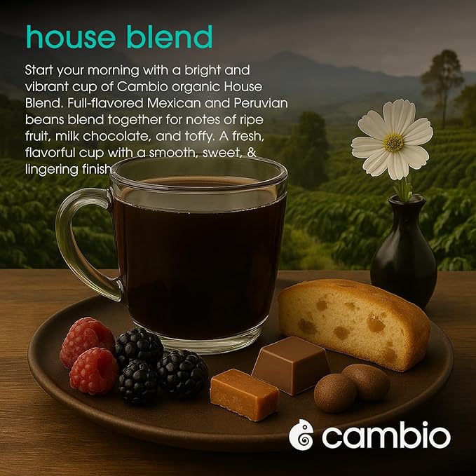 Cambio Roasters House Blend Coffee Pods - Medium Roast K Cup Coffee, Works With Keurig, 10 Count