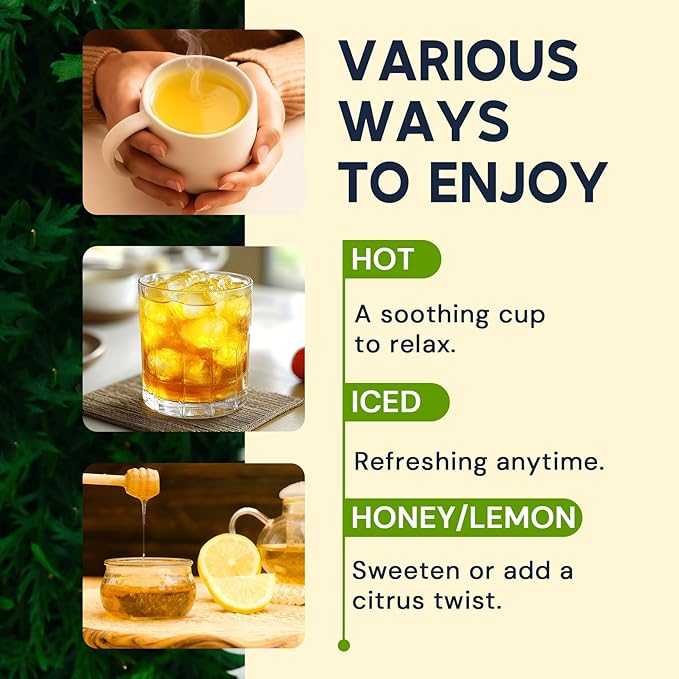 Hiihone Mullein Leaf Tea Bags for Lung Support, 80 Tea Bags, 100% Natural Herbal Tea from Mullein Leaves, Caffeine Free, No Sugar, No Additives
