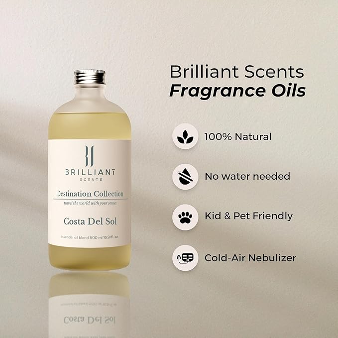 Brilliant Scents - Costa Del Sol | Destination Series | Cardamon, Iris, Lemon Peel - Fragrance Oil - 120ml