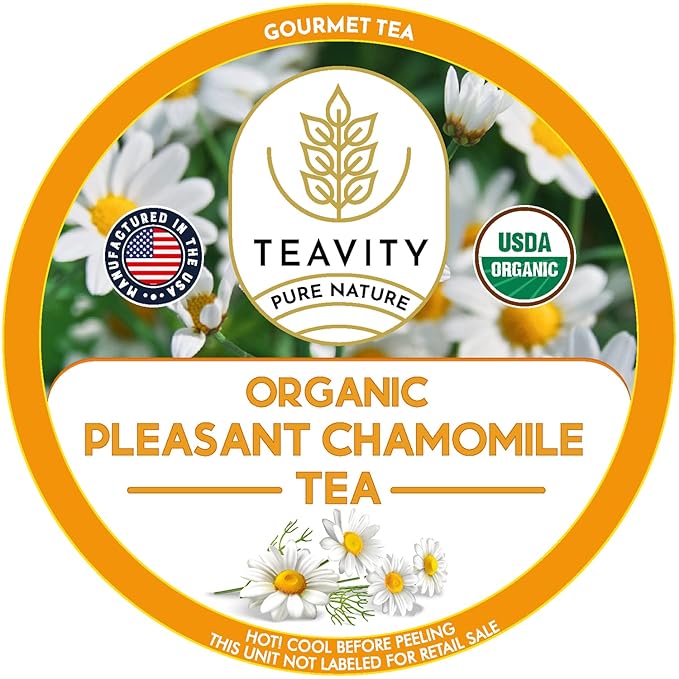 Teavity Organic Chamomile Tea Pods for Keurig - Decaf, 12 Count