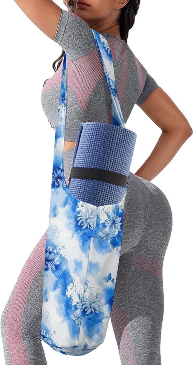 Meaudiwes Yoga Mat Bag for Women, Stylish Yoga Mat Tote Sling Carrier Bag, Long Strap Exercise Mats Totes Sport Storage Bag