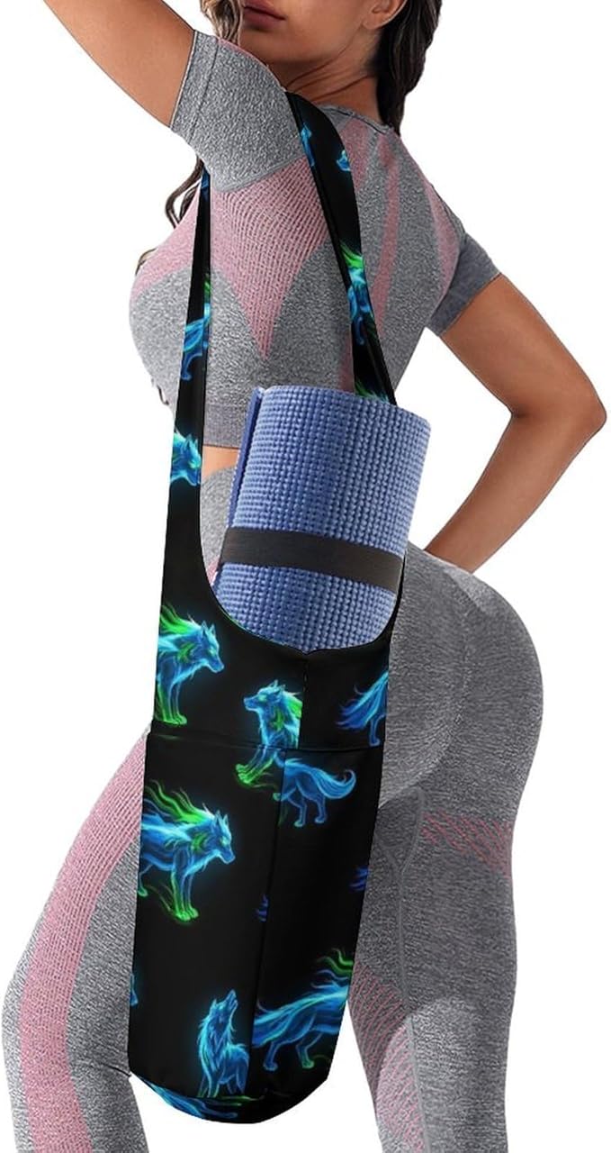 Aiyoolee Fashion Yoga Mat Bag with Large Pocket, Long Tote Yoga Bag Fit Most Mats Accessories
