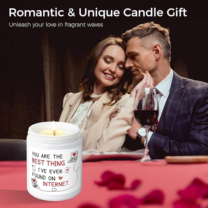 MOASITN Best Thing I Found on The Internet Candles Candles for Women Girlfriend, Valentines Day, Birthday, Anniversary Unique & Sweetest Couple Candle for Her, Him, Best Friends, Boyfriend, Men