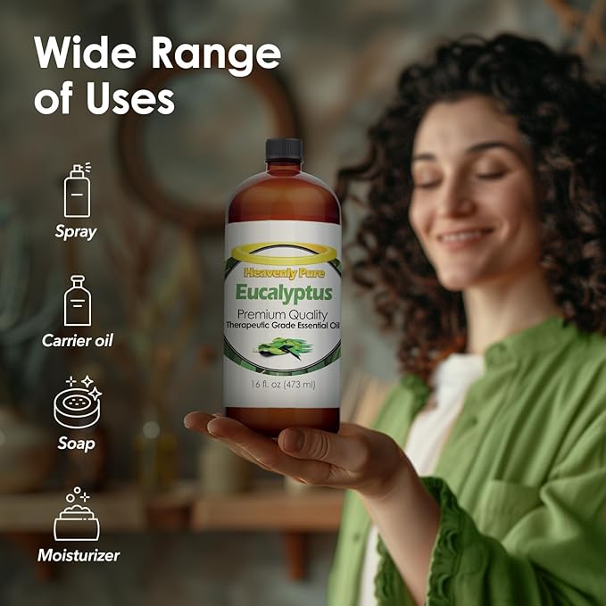 Eucalyptus Essential Oil 16 oz Large Bottle for Spray, Diffuser, Humidifier - 473 ml