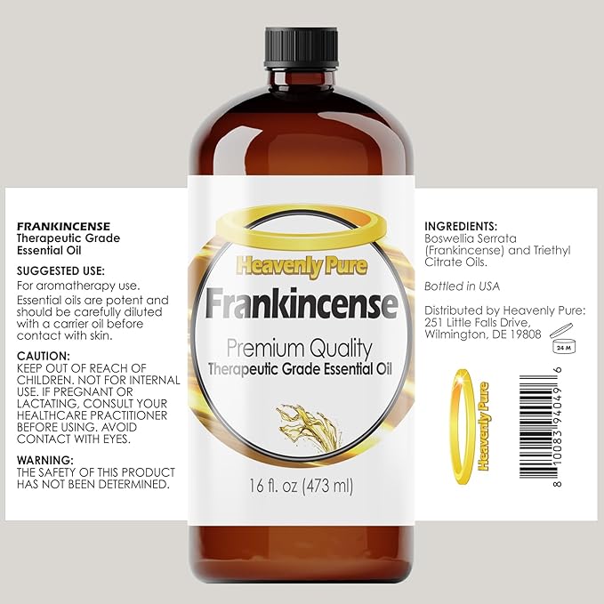 Frankincense Essential Oil 16 Fl Oz (Pack of 1) Large Bottle for Aromatherapy Diffusers and DIY Blends