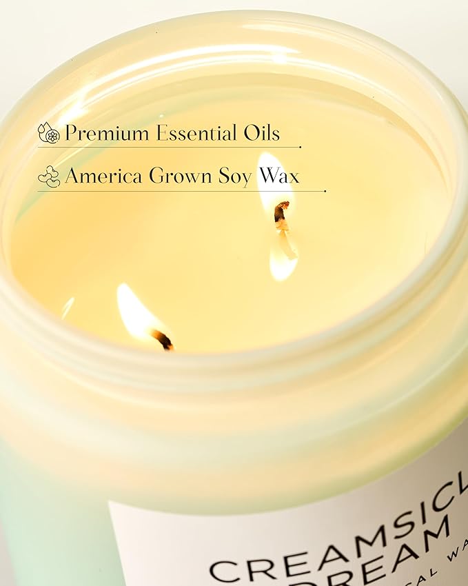 M&SENSE Orange Creamsicle Scented Candle, 19.4oz 110 Hours Slow Burning Non Toxic Natural Soy Wax 2 Wick Candle for Home Scented, Long Lasting Home Fragrance Gifts for Housewarming & Anniversry