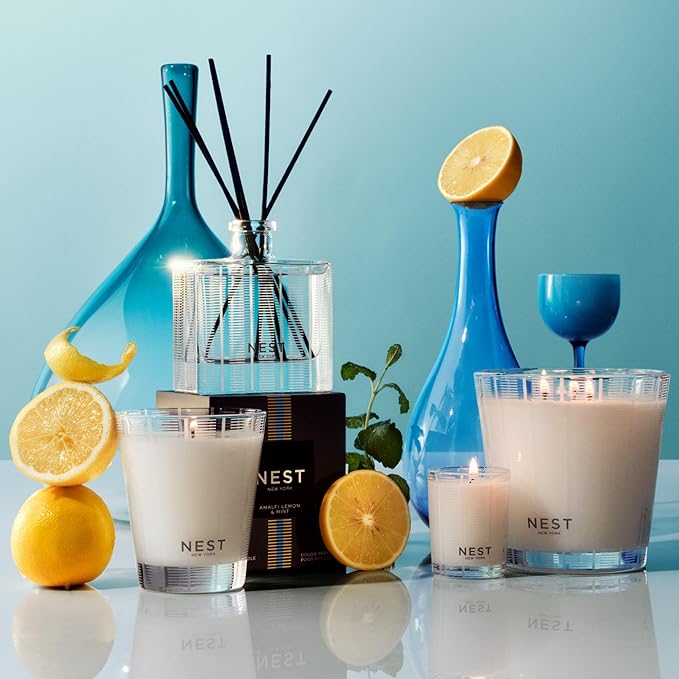 NEST New York Scented Classic Candle, Amalfi Lemon & Mint - 8.1 oz - Up to 60-Hour Burn Time - Reusable Glass Vessel