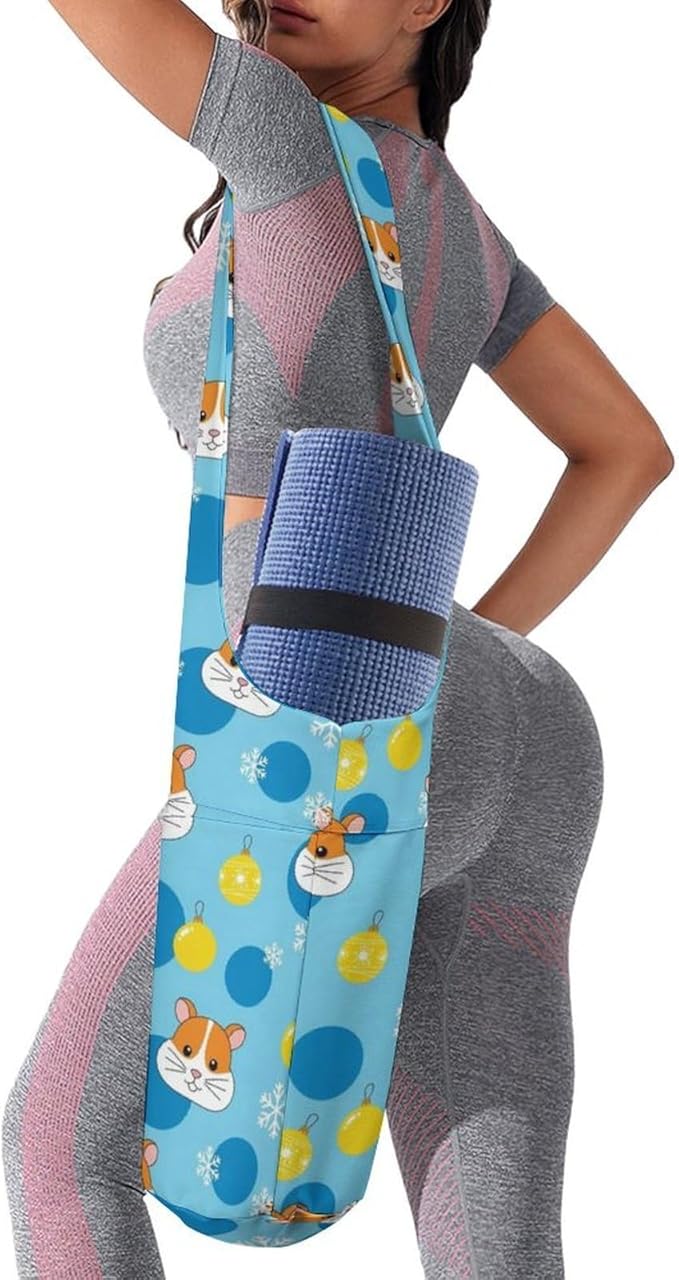 Meaudiwes Large Yoga Mat Bag with Long Strap for Women Yoga Accessories Sports Storage Bags Exercise Mats Tote Sling Carrier Bag