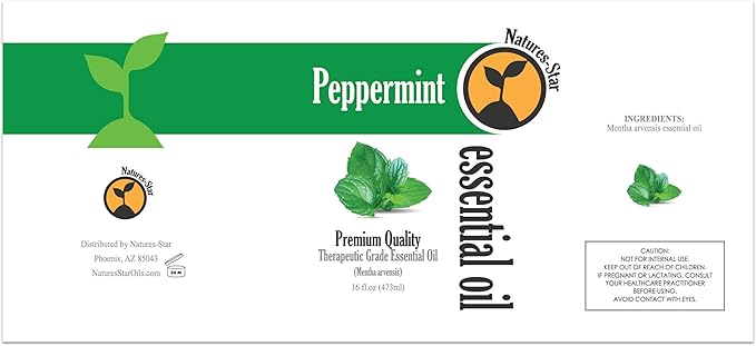 Peppermint Essential Oil, 4 Pack 16oz Each, 64oz Bulk, Therapeutic Grade Peppermint Essential Oil for Aromatherapy, Soap Making, Candles, Diffuser