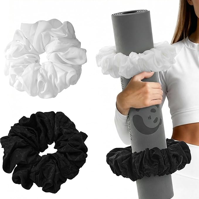 Slim Panda Yoga Mat Scrunchie,Style & Cute Mat Strap,Stretchable Velvet Fabric Fits All Standard Yoga Mats (mat not included)