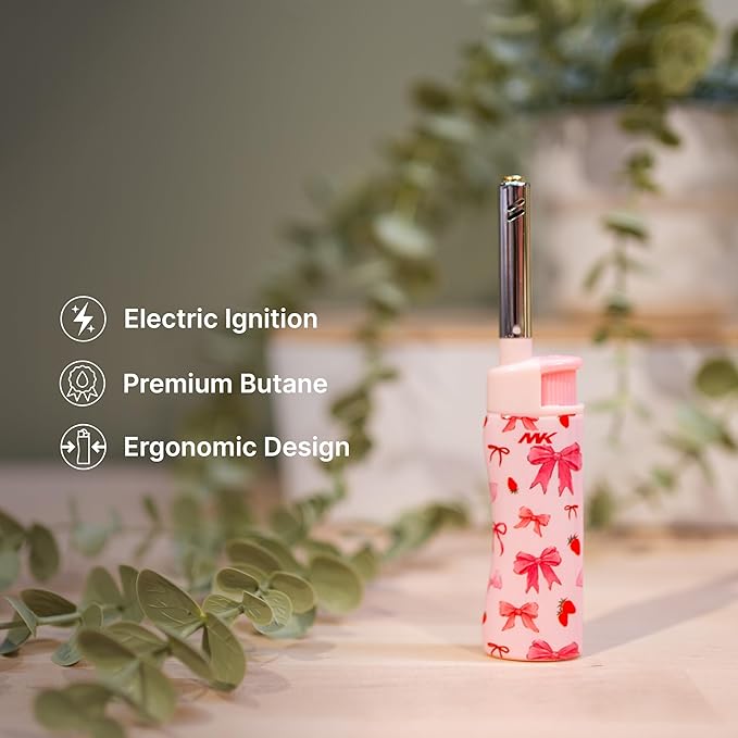 MK Lighter Candle Lighters, Windproof Flame, Ideal as Lighters for Candle, Camping Lighters, Outdoor, Butane Refillable (Charm-5PC)