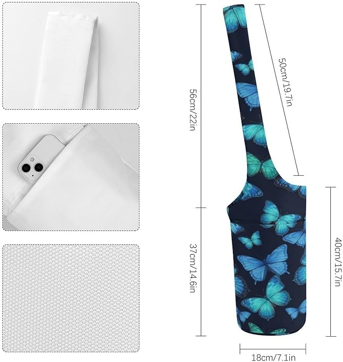 Meaudiwes Large Yoga Mat Bag with Long Strap for Women Yoga Accessories Sports Storage Bags Exercise Mats Tote Sling Carrier Bag