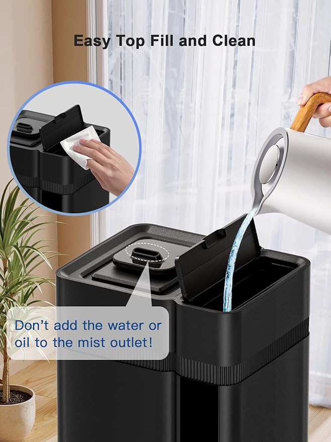 13L/3.4Gal Humidifiers for Bedroom, Ultrasonic Warm & Cool Mist Humidifier Large Room, Covers 800ft², 72H Runtime, 24H Timer, 3 Mist Modes Top Fill Quiet Humidifiers for Home, Office, Black