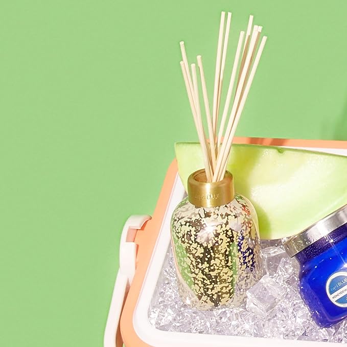 Capri Blue Reed Diffuser - Reed Diffuser Set Includes Scented Oil, Sticks, and Mercury Iridescent Glass Bottle - Home Decor Room Fresheners - Honeydew Crush (5.7 fl oz)