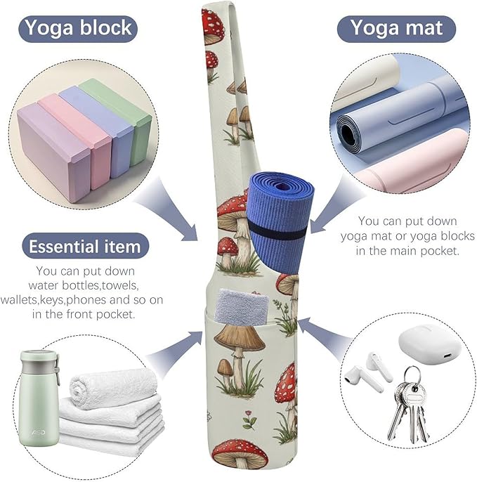 Meaudiwes Large Size Yoga Mat Bag with Long Strap, Yoga Mats Carrier Storage Bag, Exercise Mat Holder Accessories