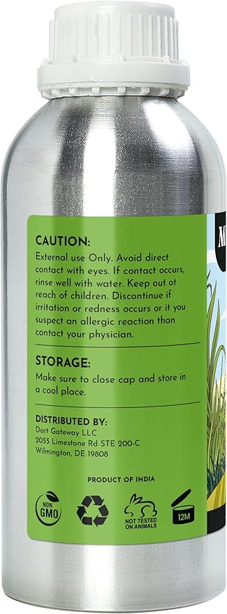 16 fl oz - Lemongrass Essential Oil (100% Pure & Natural) Large Aluminum Bottle for Aromatherapy, Diffuser, Candle & Soap Making - Minamino Blends