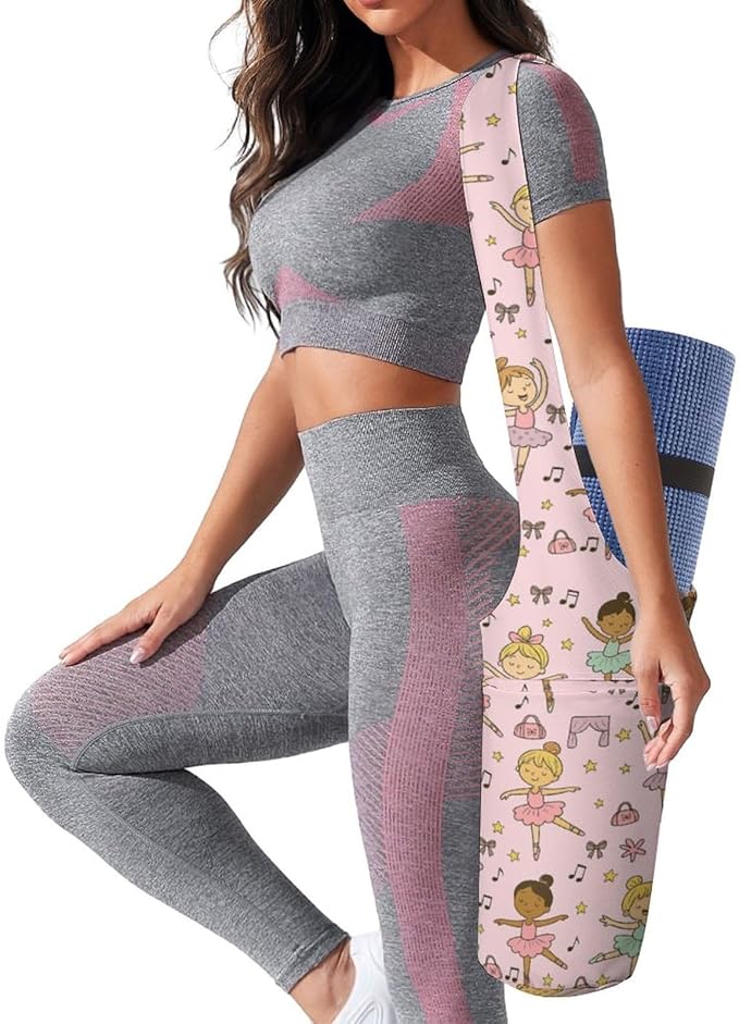 KKdskkds Vintage RoseYoga Mat Bag Large Opening Long Tote Yoga Mat with Pocket Fit Most Size Mats