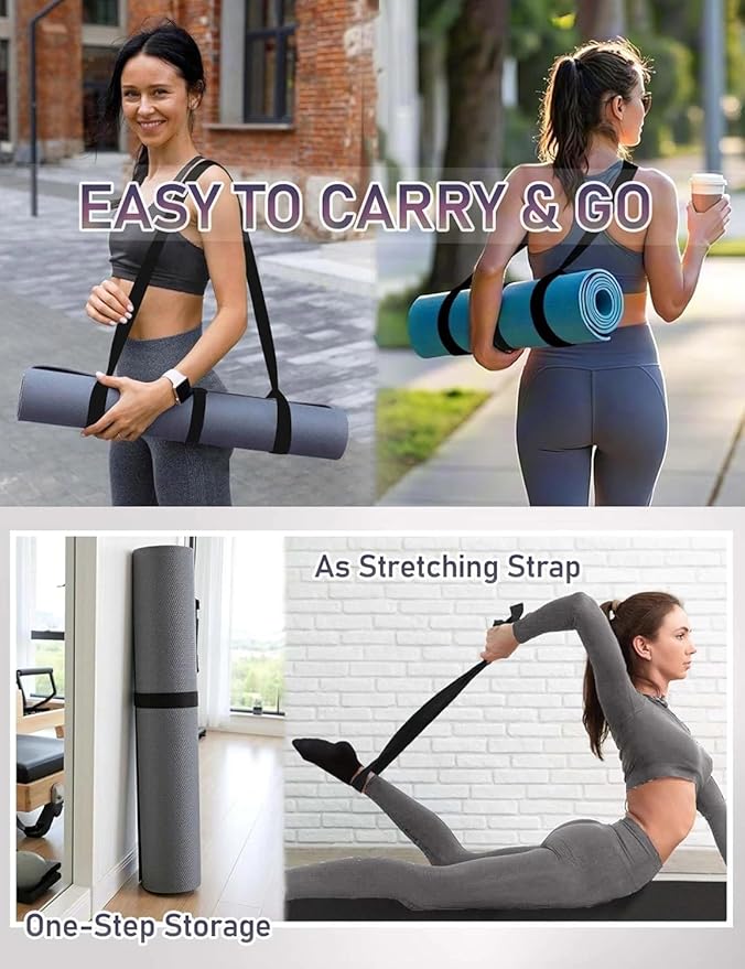 HywkingGrt 1Pc Black Yoga Mat Carrier Strap, Exercise Mat Carrier Adjustable Sling Weight Loss Fitness Binding Rope