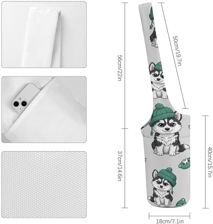 Aiyoolee Yoga Mat Bags, Large Tote Yoga Mat Carrier Holder with Water Bottle Pocket, Adjustable Shoulder Strap Storage Bag
