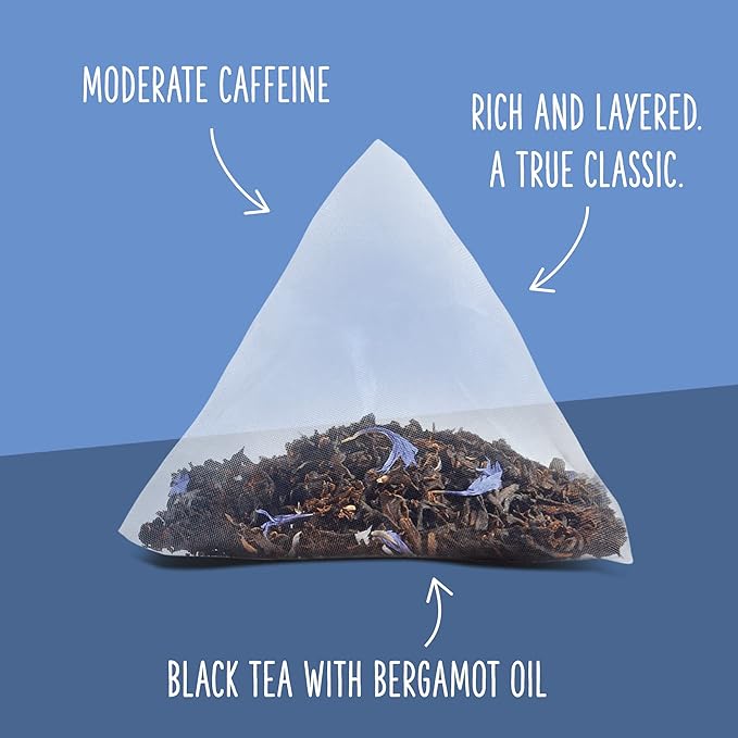 Two Leaves and a Bud Organic Earl Grey Tea Bags, Whole Leaf Caffeinated Black Tea in Compostable Sachets, Caffeinated Black Tea Flavored with Bergamot, Add Milk and Sugar, 15 Count (Pack of 1)