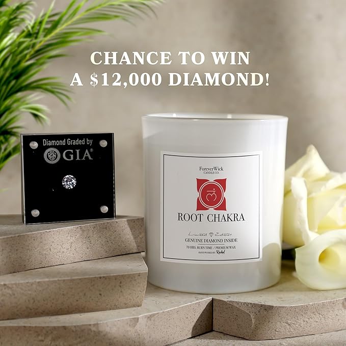 Foreverwick Root Chakra Jar Candle | Natural Soy Wax Candle | Sandalwood Scented | Red Jasper Crystal Jar | Lead & Zinc Free Wick | 14 oz Organic