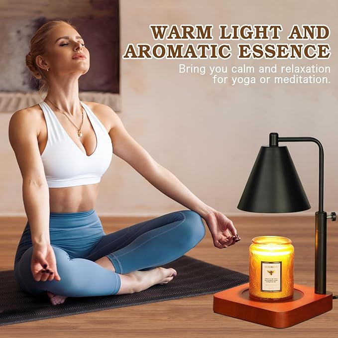 Modern Candle Warmer Lamp with Timer, Black Candle Lamp Warmer for Jar Candles, Birthday Gifts for Men, Dad, Women, Mom, Adjustable Metal Candle Lamp Dimmable, Vintage Home Decor
