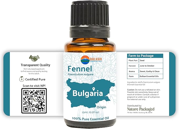 Fennel Essential Oil (Sweet Fennel) - Direct from Balkan Essential Oils - Pure Aromatherapy Diffuser Oils | 100% Pure Therapeutic Grade Natural Aceite de Hinojo (15ml)