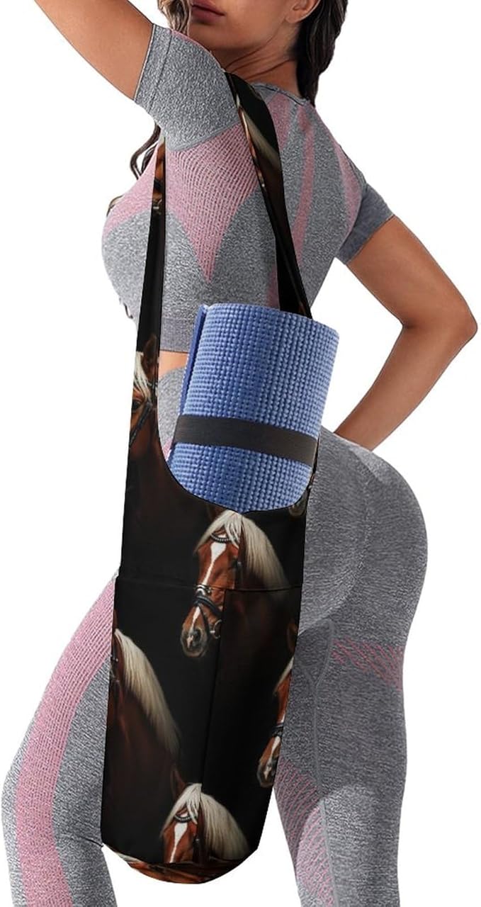 Aiyoolee Yoga Mat Bags, Large Tote Yoga Mat Carrier Holder with Water Bottle Pocket, Adjustable Shoulder Strap Storage Bag