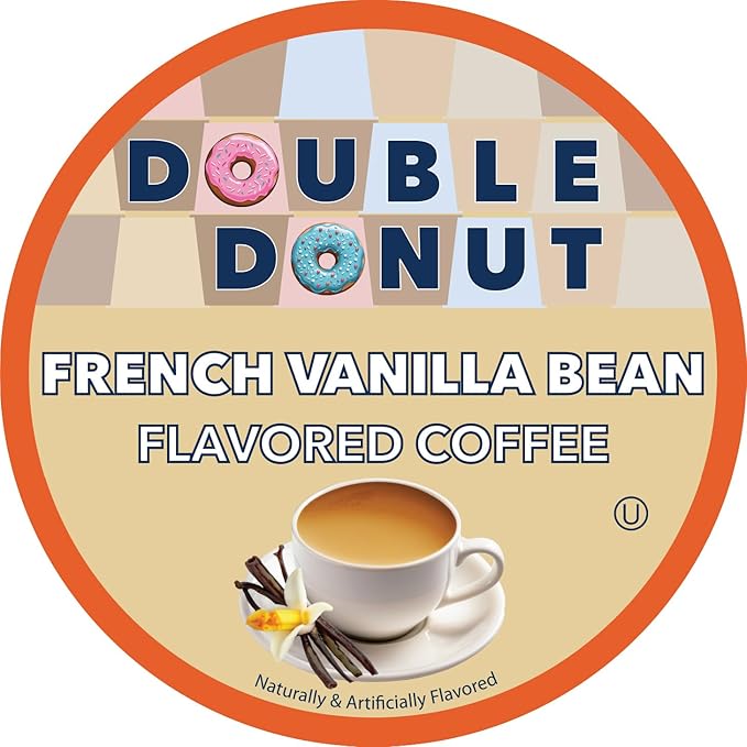 French Vanilla Coffee Medium Roast Flavored Coffee Pods for Keurig K Cups Makers from Double Donut, 80 Count (Pack of 1)