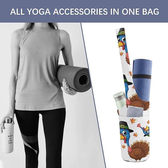 Aiyoolee Fashion Yoga Mat Bag with Large Pocket, Long Tote Yoga Bag Fit Most Mats Accessories