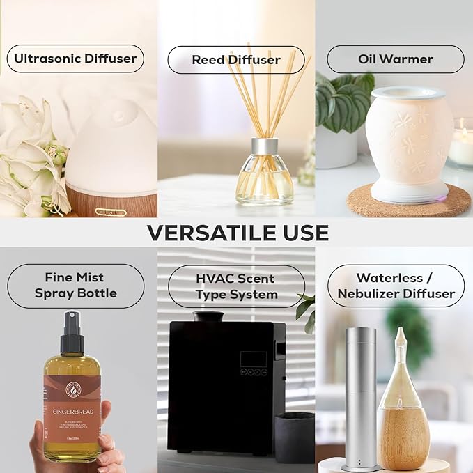 Aroma Country Gingerbread Diffuser Oil - Luxury Essential Oils for Diffuser Refill & Air Freshener Room Spray - Long-Lasting & Natural Home Fragrance, Gingerbread Scented Oil (8.5 Fl. oz)