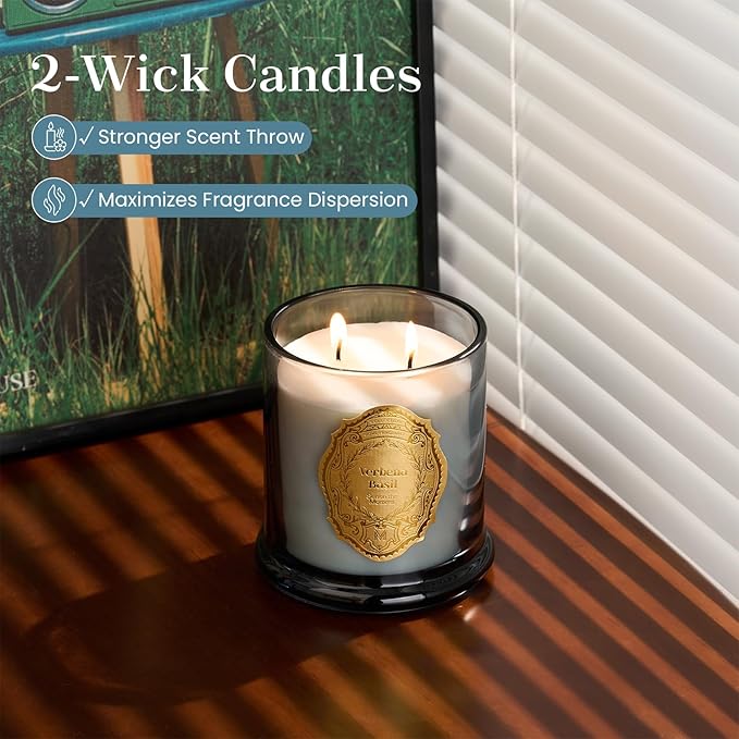 M&SENSE Verbena Basil Candles for Home Scented, 2 Wick 12.7oz Soy Wax Candles Non Toxic,70 Hours Long Burning,Christmas Candles Gift for Stress Relief, Meditation, Yoga