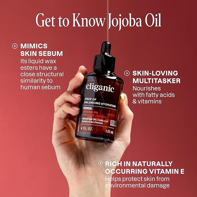 Cliganic Jojoba Oil Non-GMO, Bulk | 100% Pure for Skin, Hair & Face, Cold Pressed Natural Hexane Free - Hair Relaxer (32 oz)