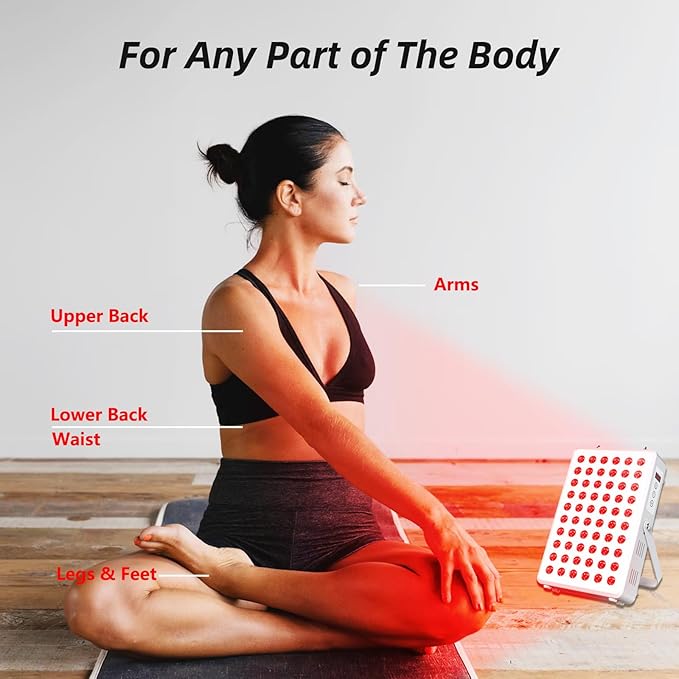 Red Light Panel for Body and Face, 660nm Red 850nm and Near Infrared, Remotcontrol 60 LEDs Red Light Therapy Panel, Used to Promote Sleep, Improve The Body, Relieve Muscle Fatigue (E-300-Wtite)