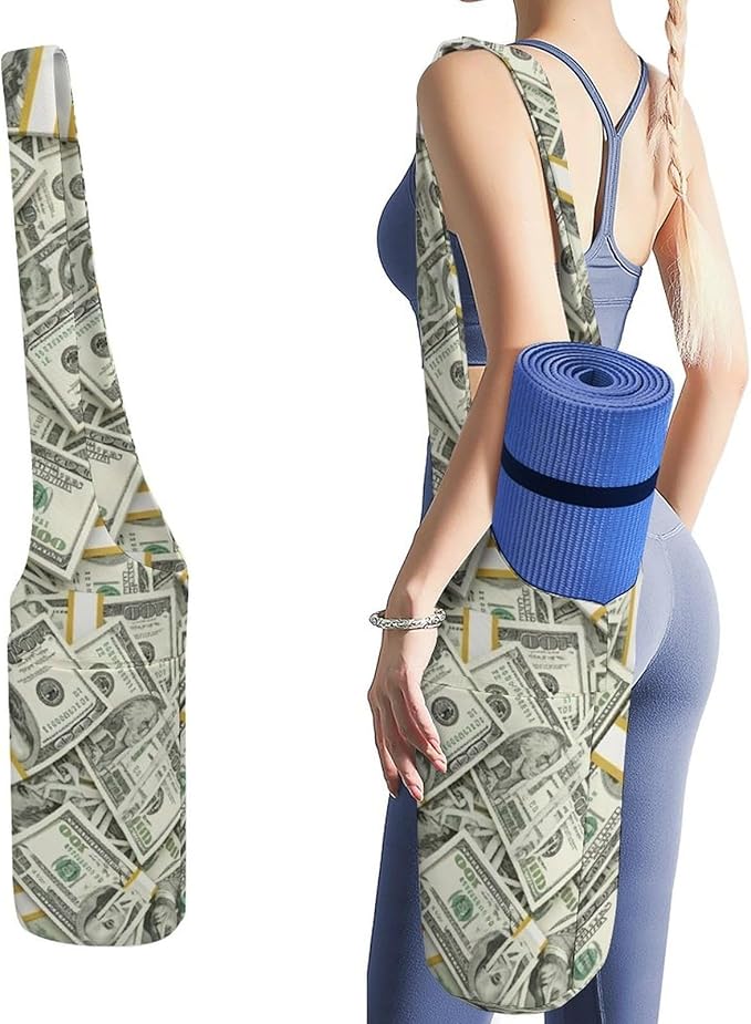 Aiyoolee Single Shoulder Yoga Mat Carrier Bag Portable Spacious with Pocket for Yoga Gym Fitness Travel