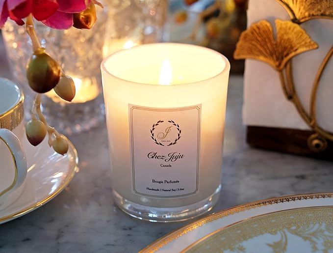 Natural Soy Wax Candle | English Pear, Freesia & Amber | Luxurious Scented Candle Fragrance Aromatherapy | Clean Burning | Handcrafted | Plant-Based Vegan Eco Friendly | Pure Essential Oil
