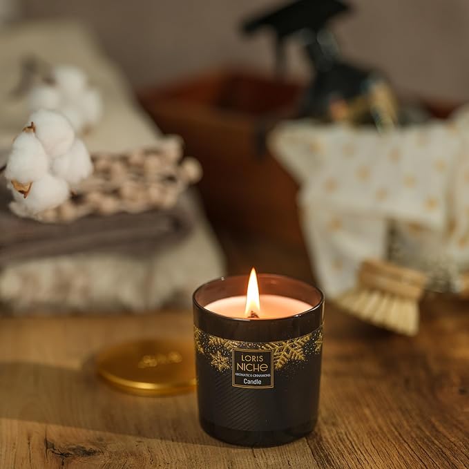 Loris Niche Luxury Scented Candle – 7.4oz Soy Wax Aromatherapy – up to 75 Hour Burn Time – Elegant Glass Jar Long-Lasting Home Fragrance & Gift for Women & Men (Aromatic Cinnamon)