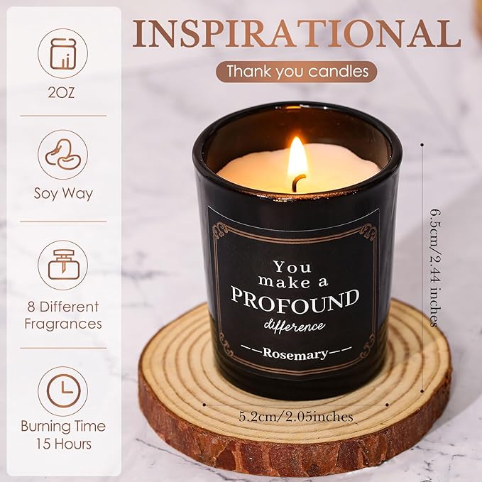 MTLEE 16 Pack Scented Candles Gifts Set Aromatherapy Soy Wax Candles Bulk Scented for Bridesmaid Birthday Valentine Mother's Day Bath Yoga Family Gatherings Festive(Motivational,Black)