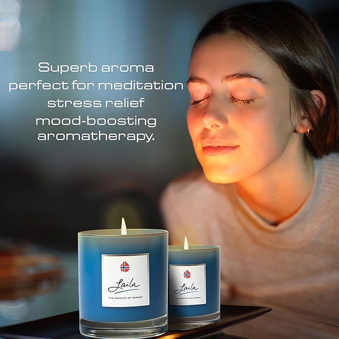 Geir Ness Laila Perfume Candle - Soy Wax Scented Candles For Home, Bathroom and Spa Room - Cotton Wick- Long Lasting Burn and Scent - Aromatherapy Candle with Relaxing Clean Fragrance