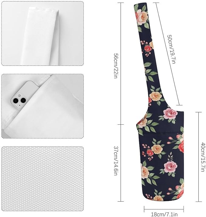 Meaudiwes Stylish Yoga Mat Bags Sports Yoga Totes Fits Most Size Mats Exercise Mat Carrier Storage Bag Yoga Gifts for Women