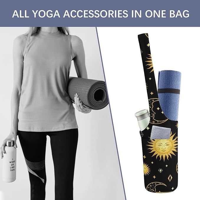 Meaudiwes Large Yoga Mat Bag Fit Most Size for Ladies Yoga Mats Carrier Bags Multi-Functional Exercise Mat Holder Storage Bag