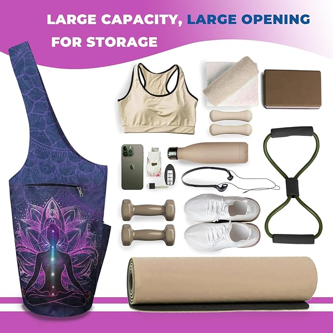 saniwu Yoga Mat Bag Carrier for Women Workout Large Waterproof with Zipper Pocket, Keychain and Wide Shoulder Straps
